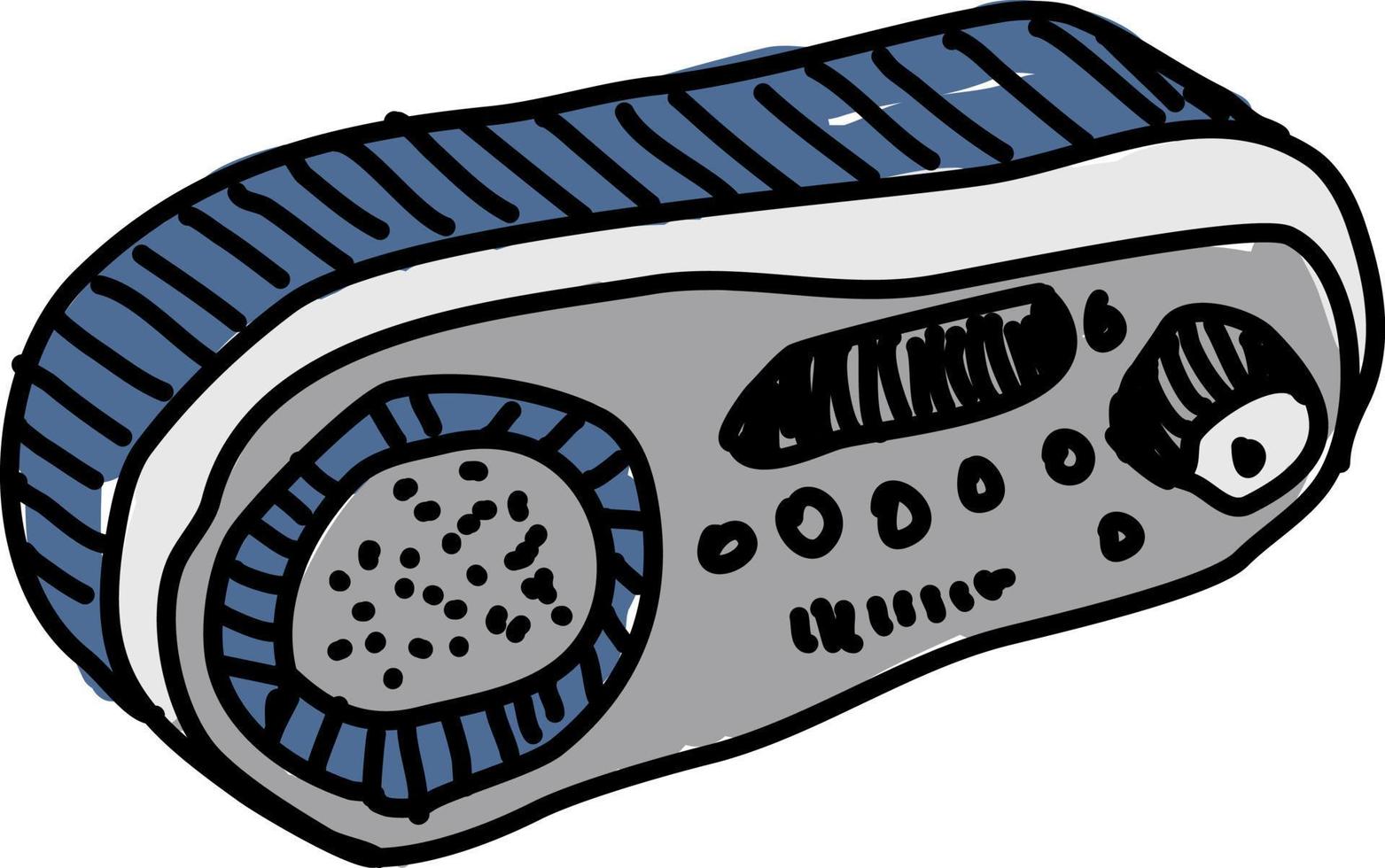 Blue radio, illustration, vector on white background.