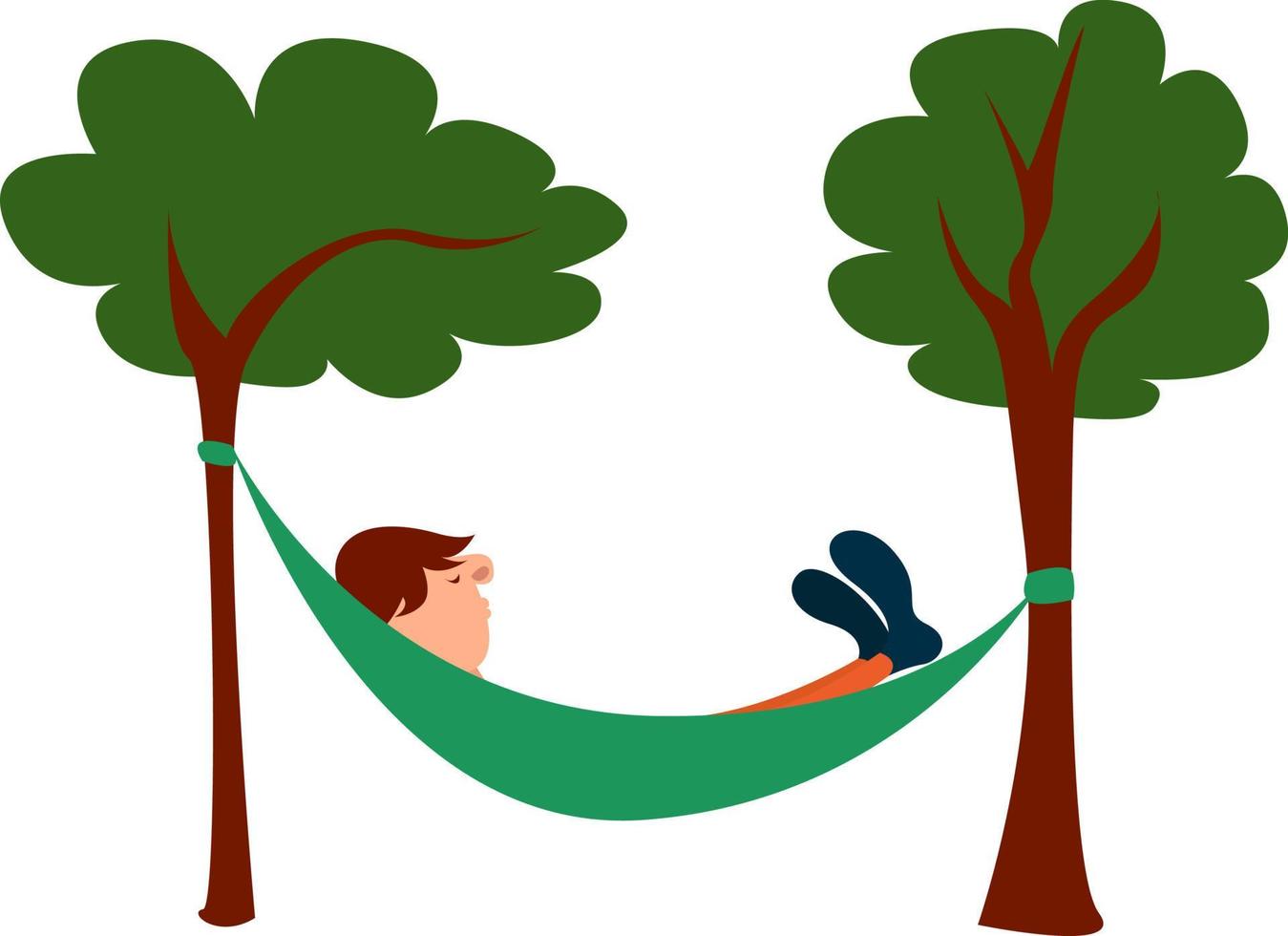 Lying in a hammock, illustration, vector on white background