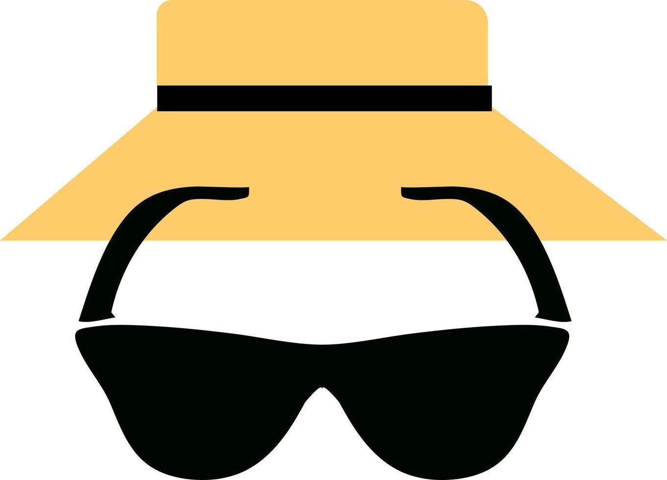 sombrero de playa y gafas, ilustración, vector, sobre un fondo blanco. vector