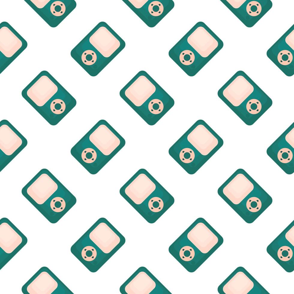 Green music player ,seamless pattern on white background. vector