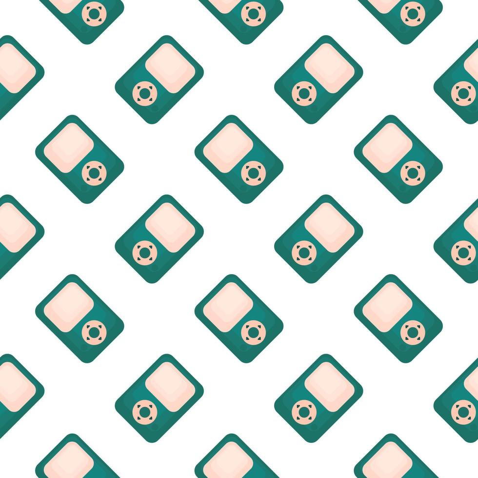 Green music player ,seamless pattern on white background. vector