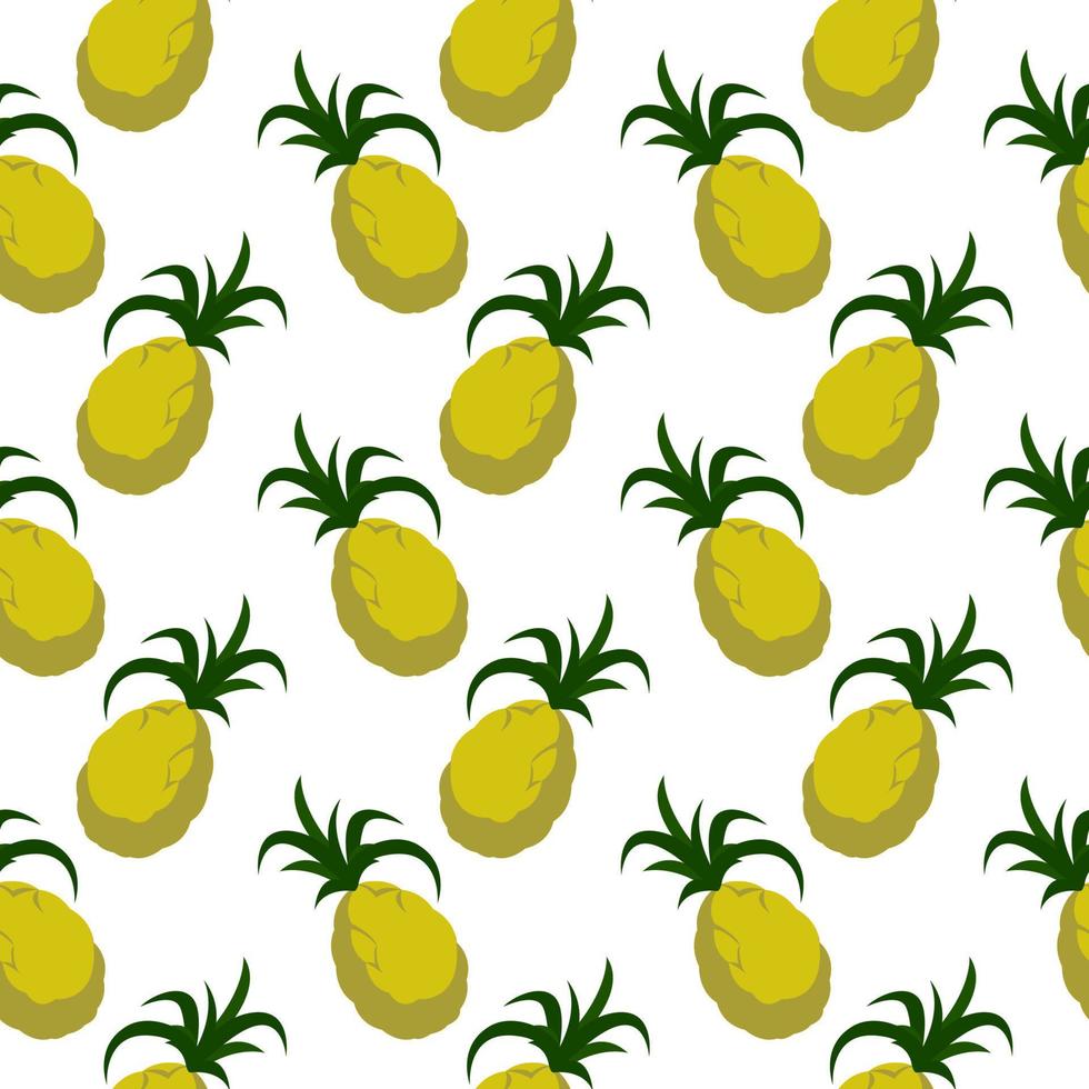 Yellow pineapple ,seamless pattern on white background. vector