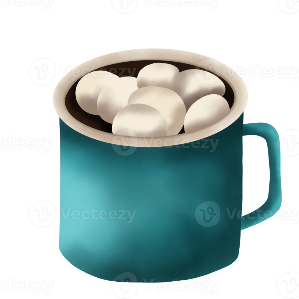 chocolate caliente con malvavisco. ilustración de bebidas elemento navideño. png