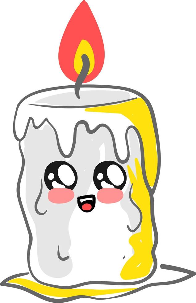 Cute candle, illustration, vector on white background.