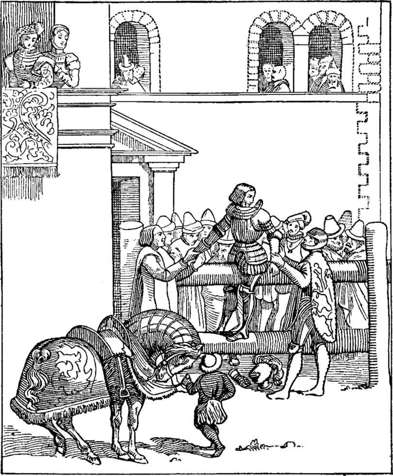 degradación de un caballero, ilustración antigua. vector