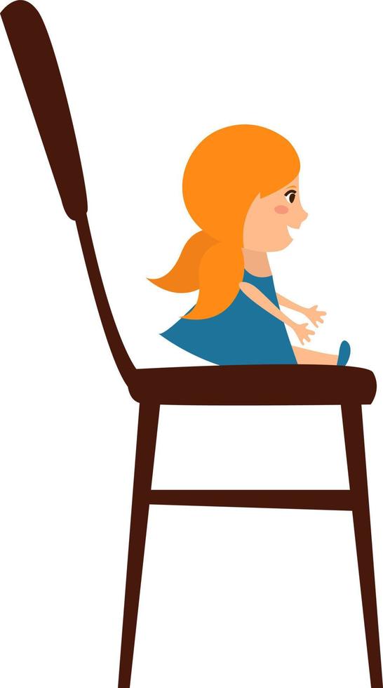 Doll on a chair, illustration, vector on white background.