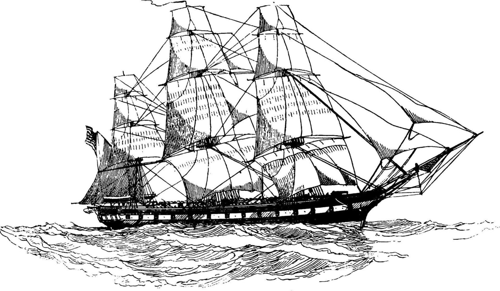 nave, ilustración de la vendimia vector