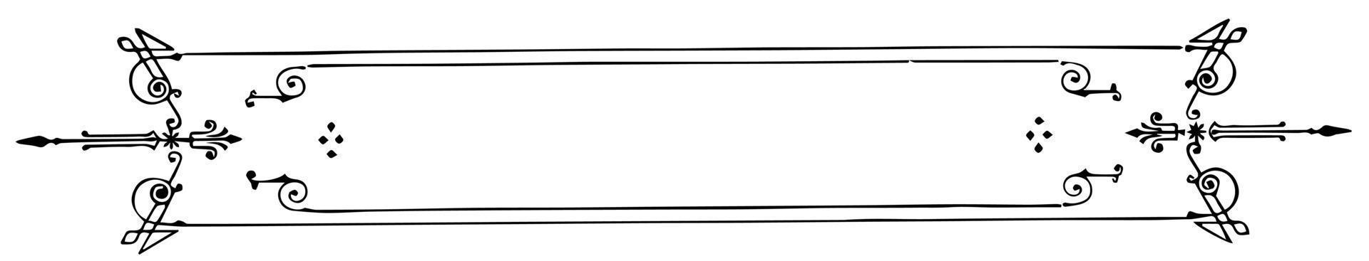 Filigree banner has a double line border, vintage engraving. vector