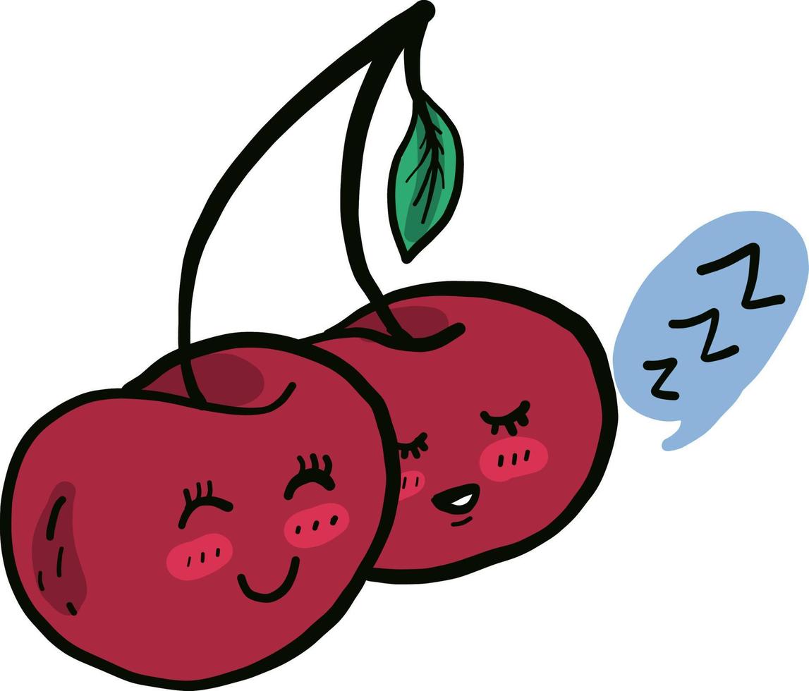 Sleeping cherry , illustration, vector on white background