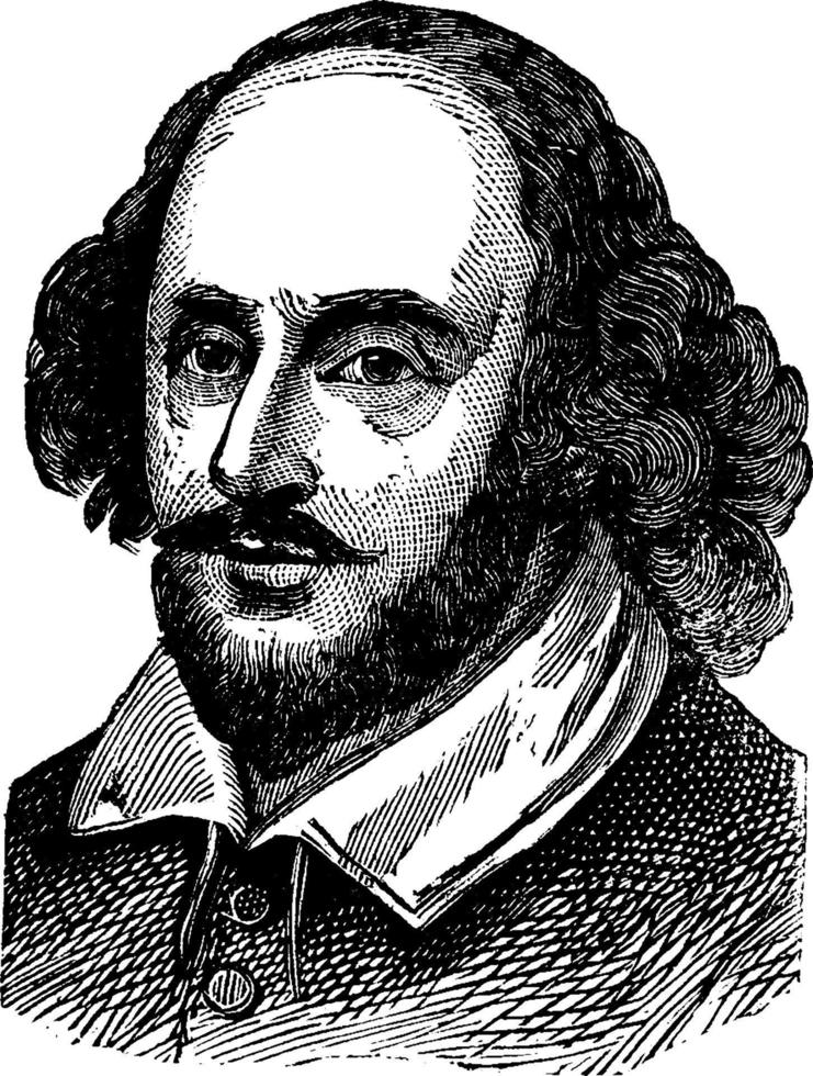 william shakespeare, ilustración de la vendimia vector