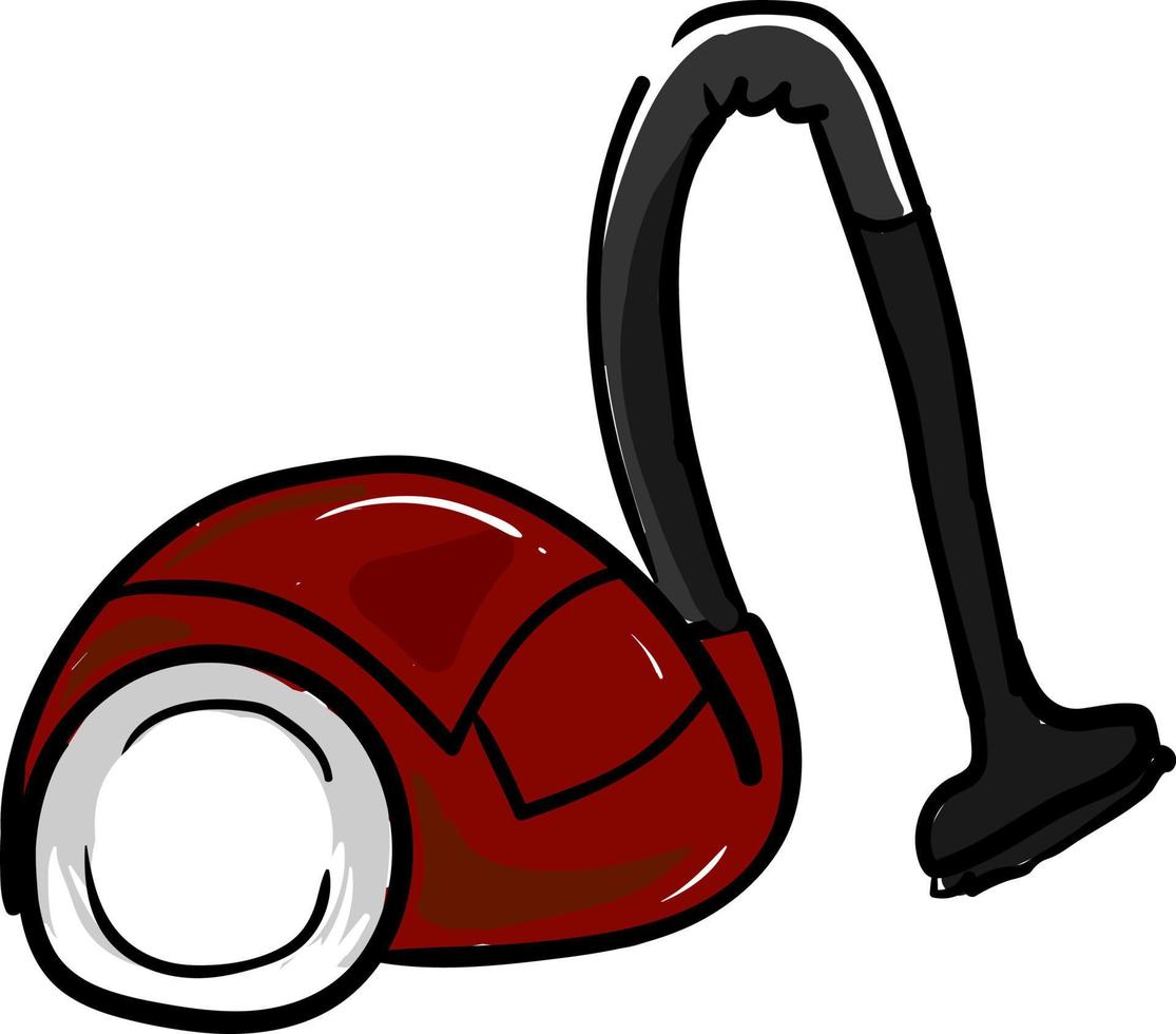 Red vacuum cleaner, illustration, vector on white background.