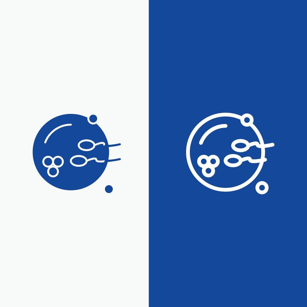 reproducción de procreación fértil línea sexual y glifo icono sólido línea de banner azul y glifo icono sólido vector