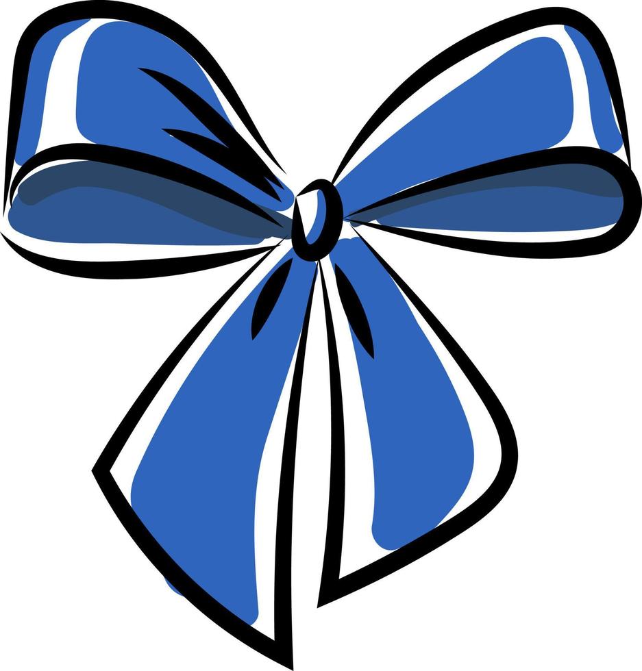 Blue bow, illustration, vector on white background.
