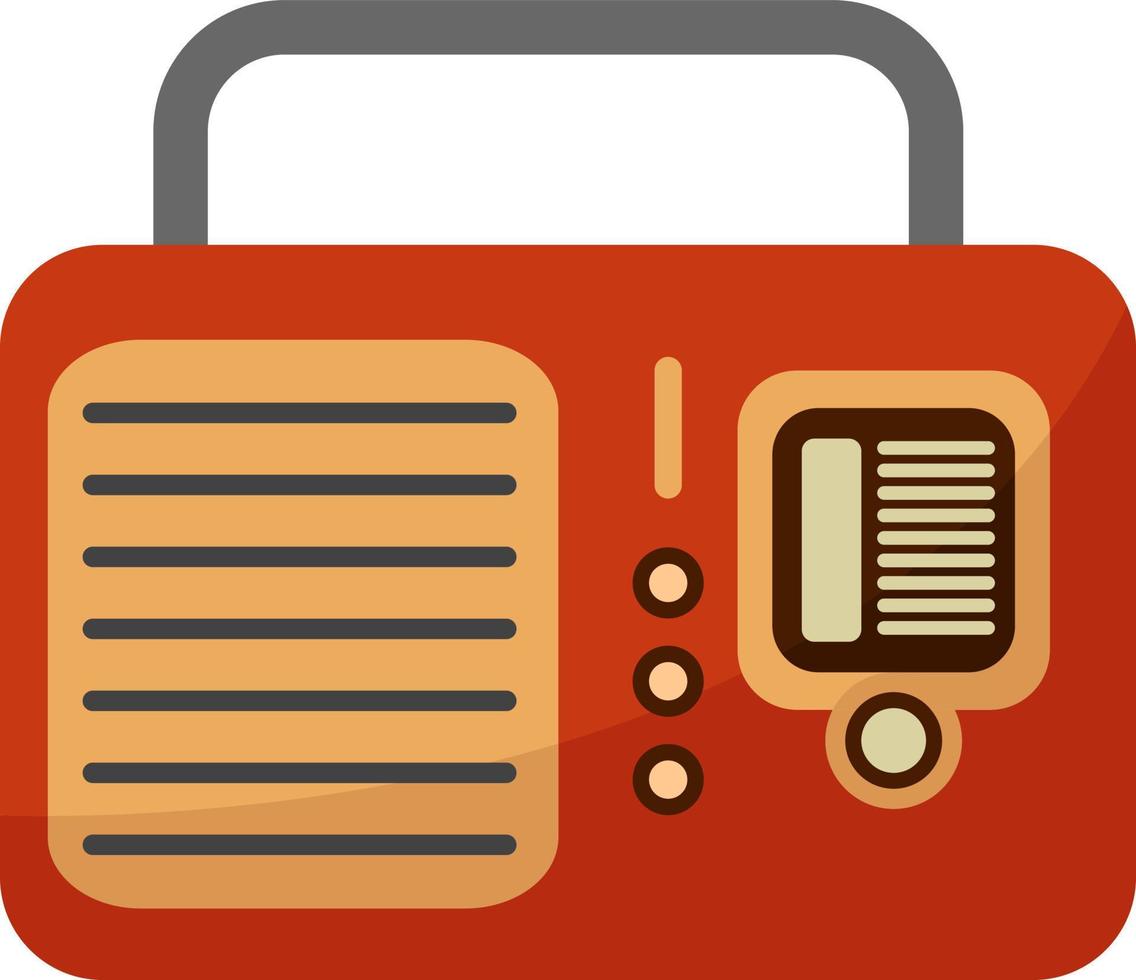 Red radio set, illustration, vector on white background