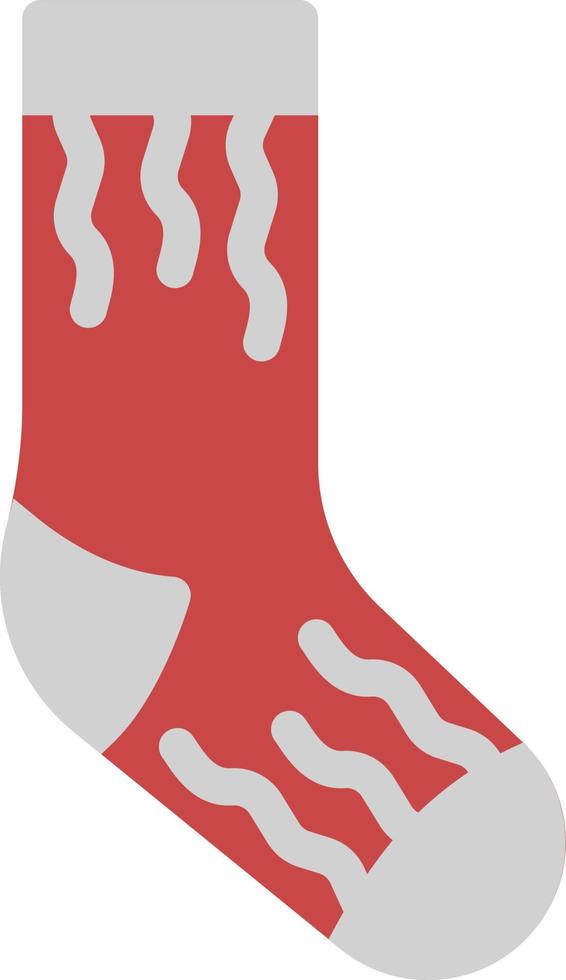 Red socks with grey stripes, illustration, vector on a white background.