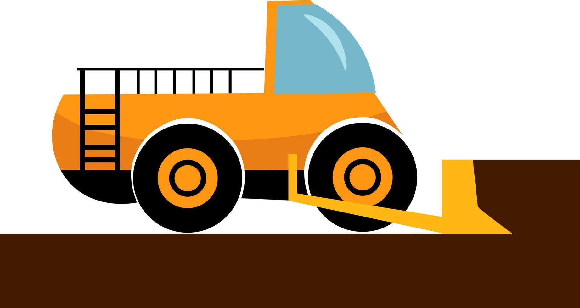 Yellow bulldozer, illustration, vector on white background.