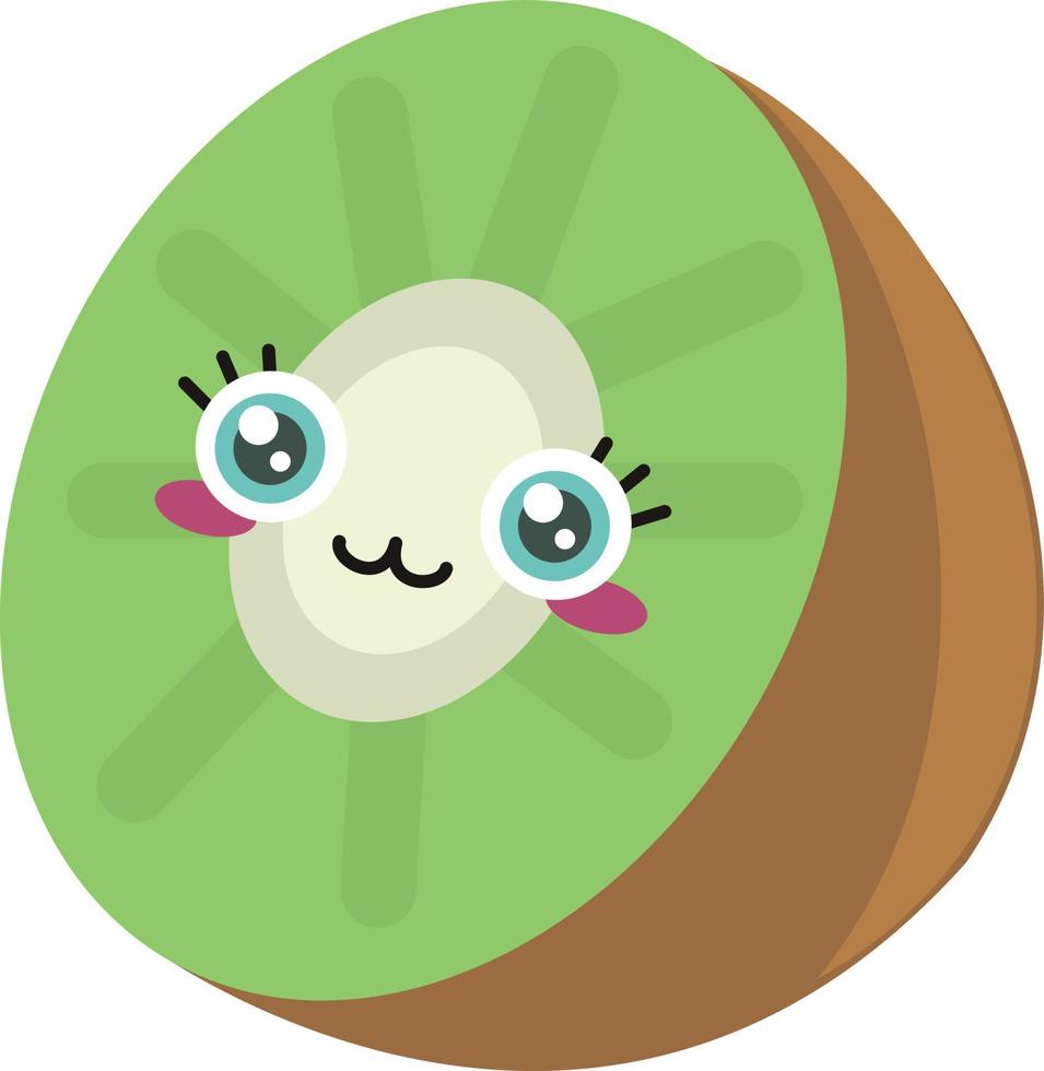 kiwi por la mitad, ilustración, vector sobre fondo blanco