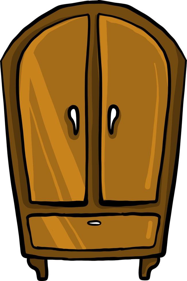 Wooden closet, illustration, vector on white background.