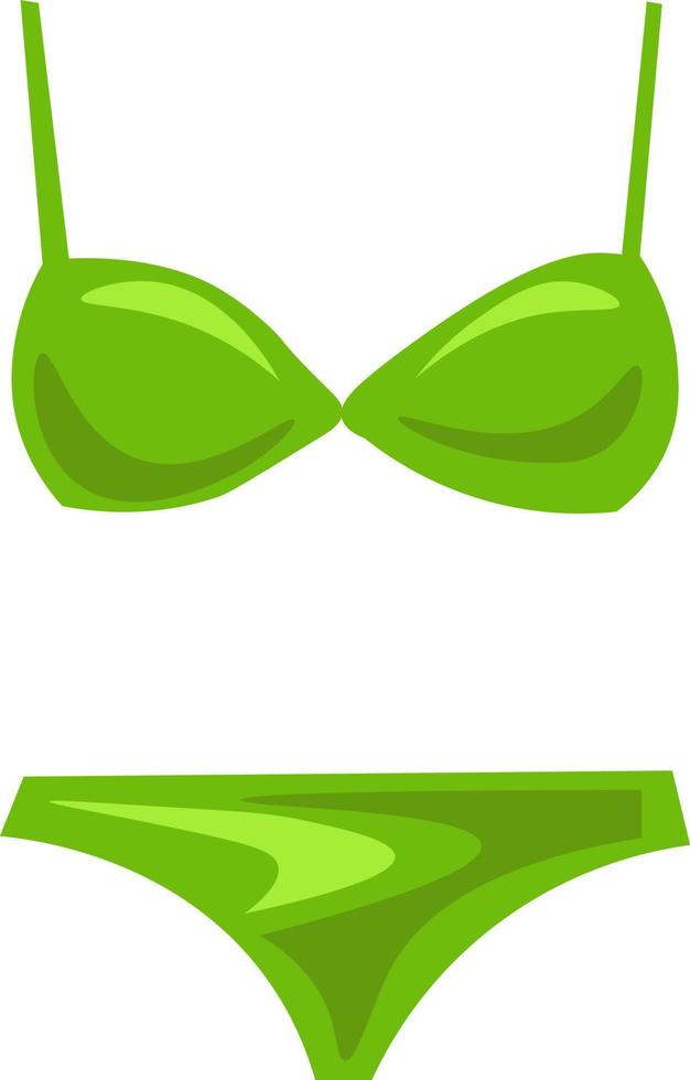 Green bikini, illustration, vector on white background.