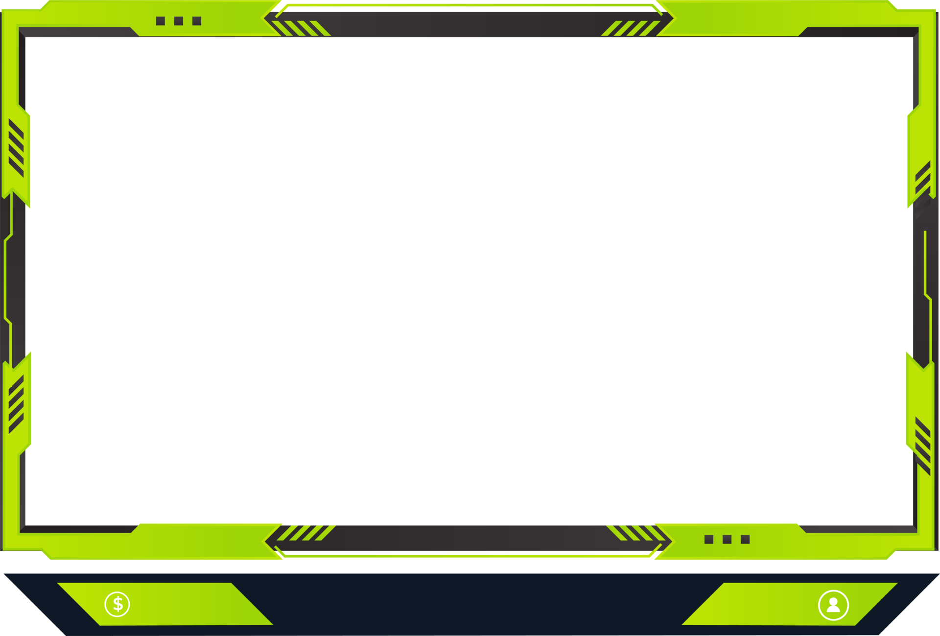 Cabaña Almeja costilla Live broadcast screen panel PNG with green color. Online gaming frame  decoration with borders. Live streaming overlay PNG on transparent  background. Futuristic screen border design for online gamers. 13522317 PNG