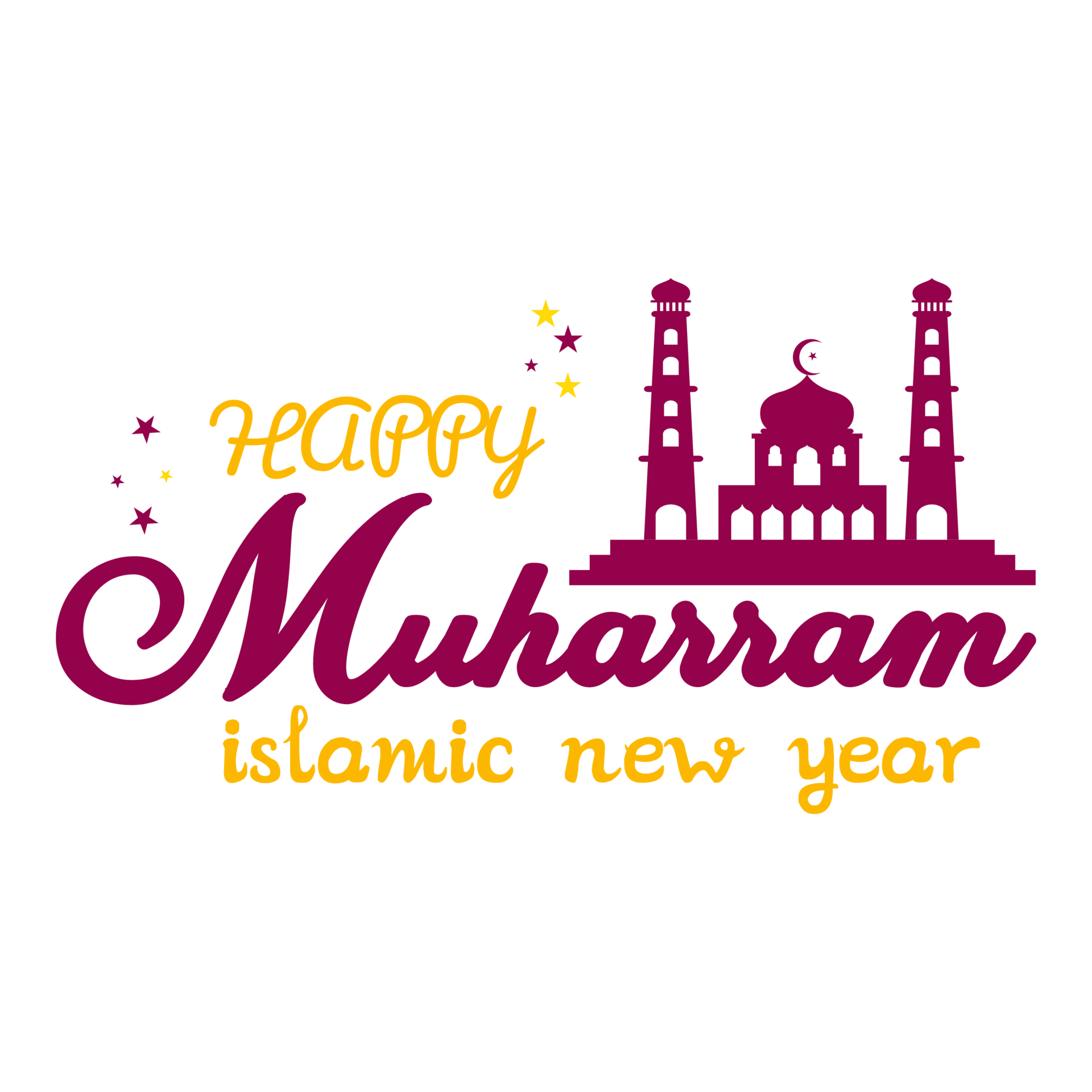 Happy Muharram Islamic new year celebration calligraphy. Hijri new year