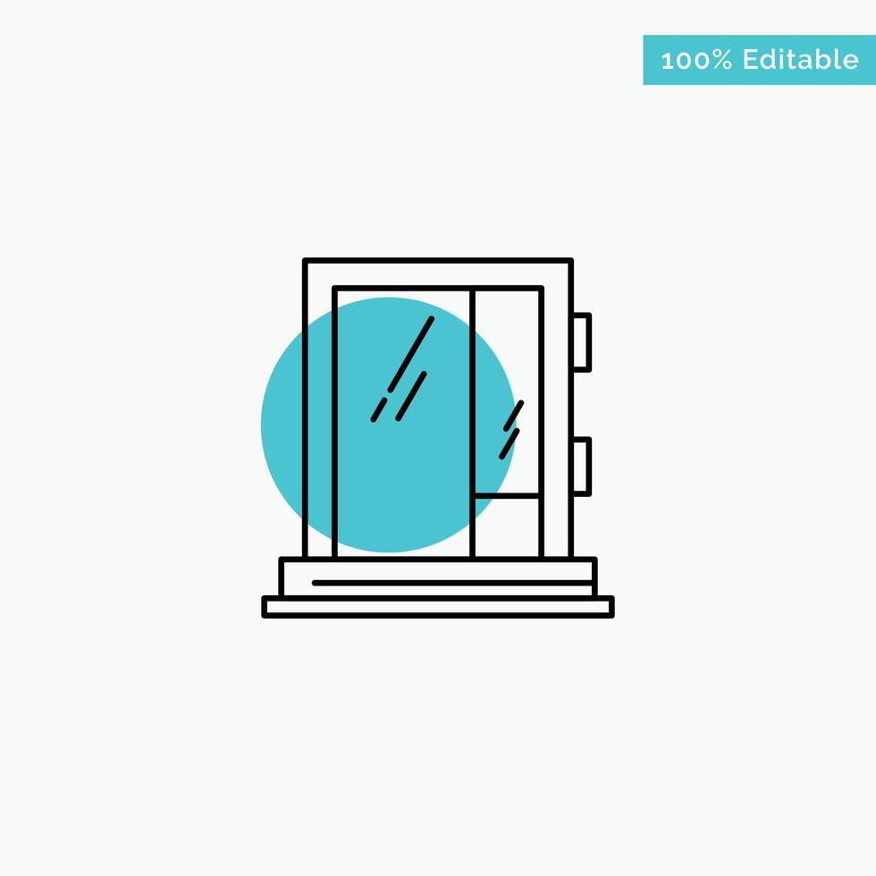 Door Window Building Construction Repair turquoise highlight circle point Vector icon