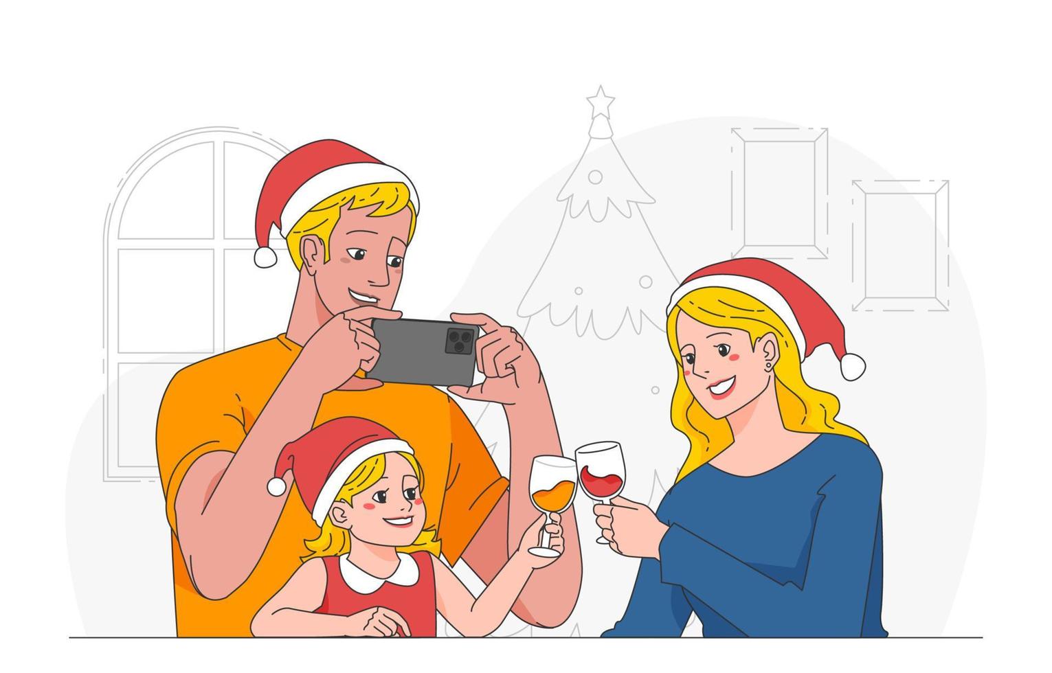 Happy Family Gathering to Celebrate Christmas vector