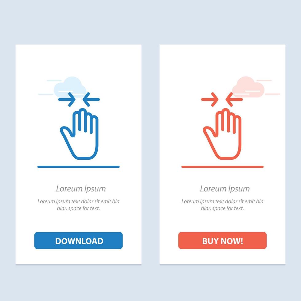 Hand Gesture Pinch Arrow zoom in  Blue and Red Download and Buy Now web Widget Card Template vector