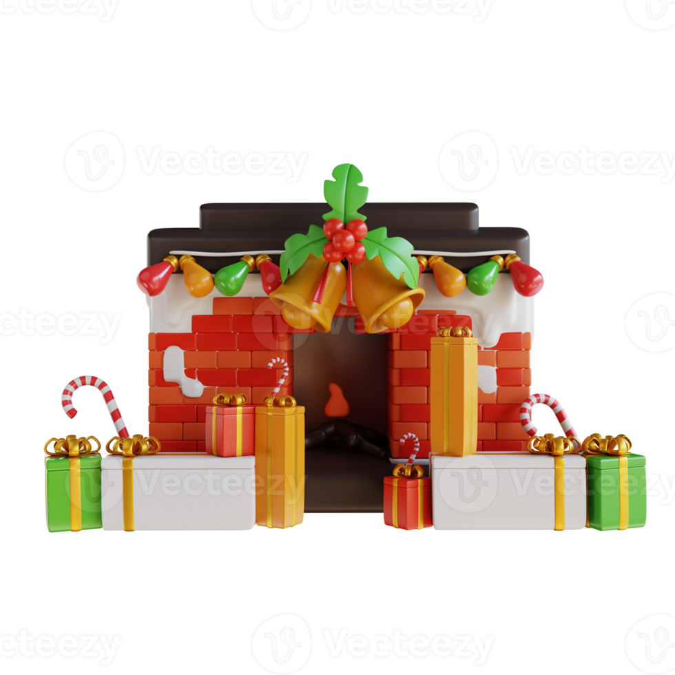 3d illustratie Kerstmis decoratie en geschenk doos png