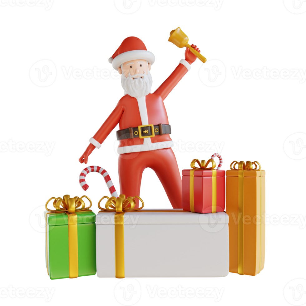 3d illustration Santa takes and gift box png