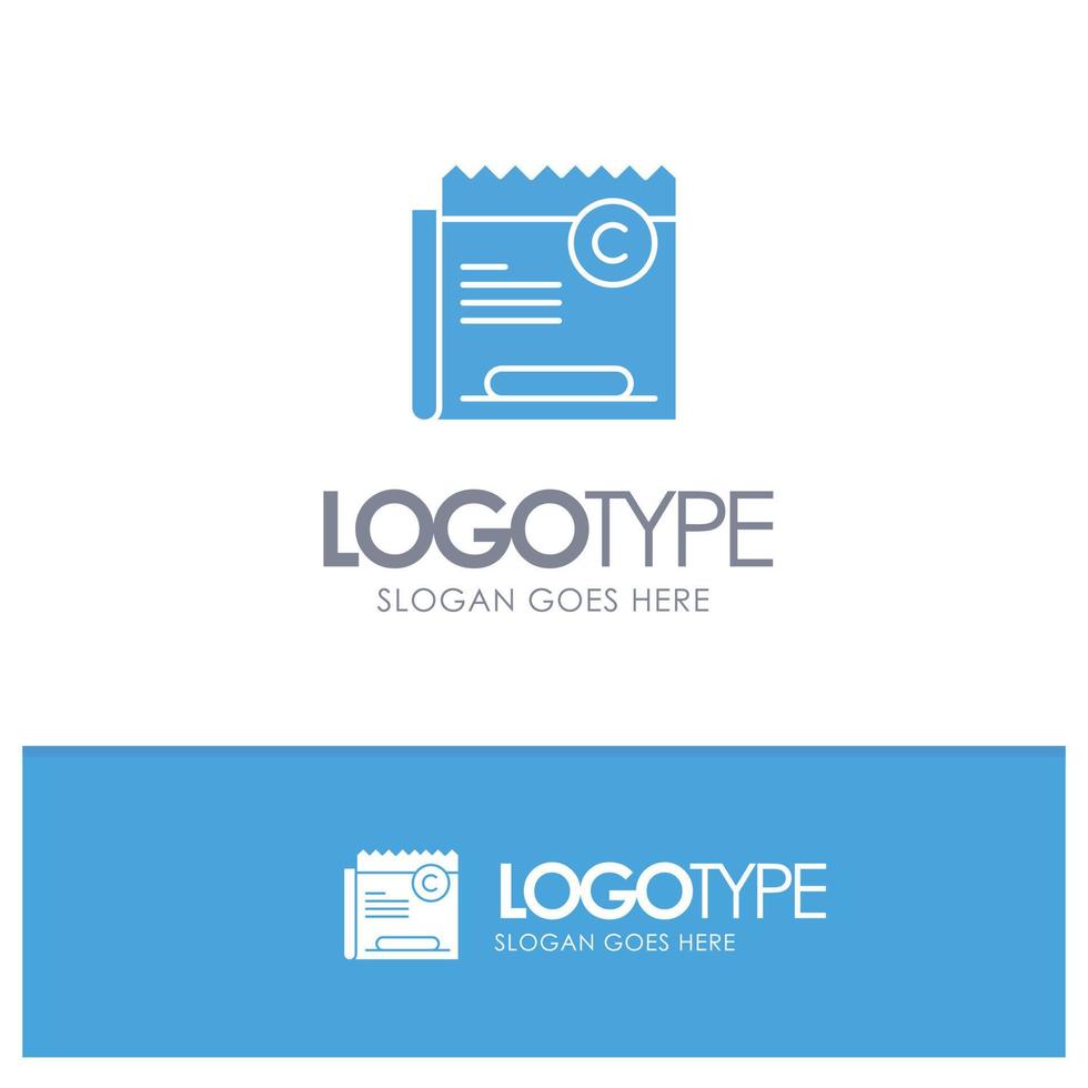 Copy Copyright Restriction Right File Blue Solid Logo with place for tagline vector