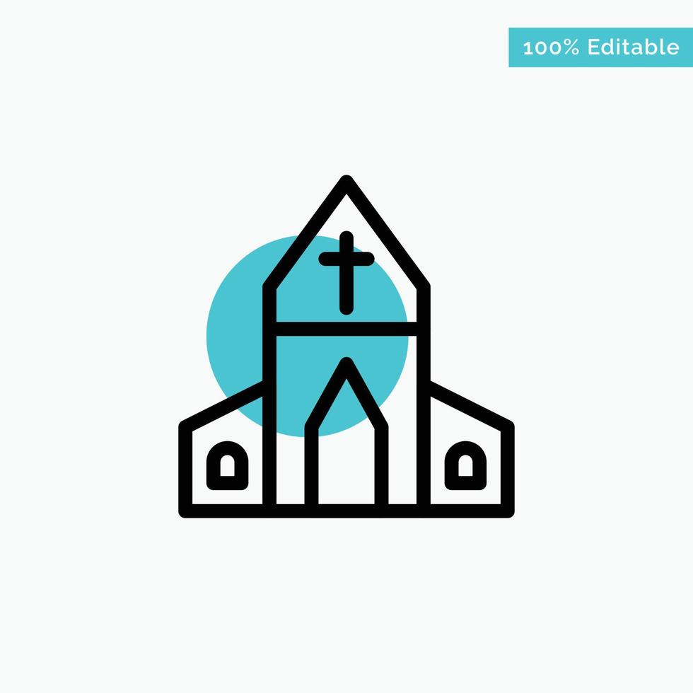 Church House Easter Cross turquoise highlight circle point Vector icon