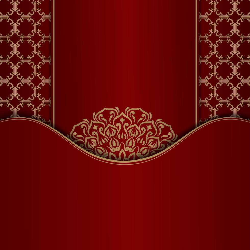 fondo de mandala de lujo, rojo y dorado vector