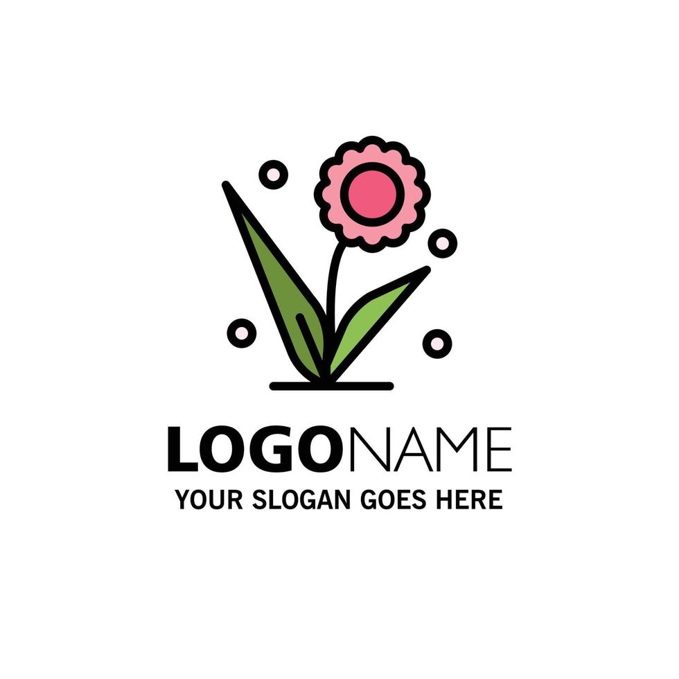 Flora Floral Flower Nature Spring Business Logo Template Flat Color vector