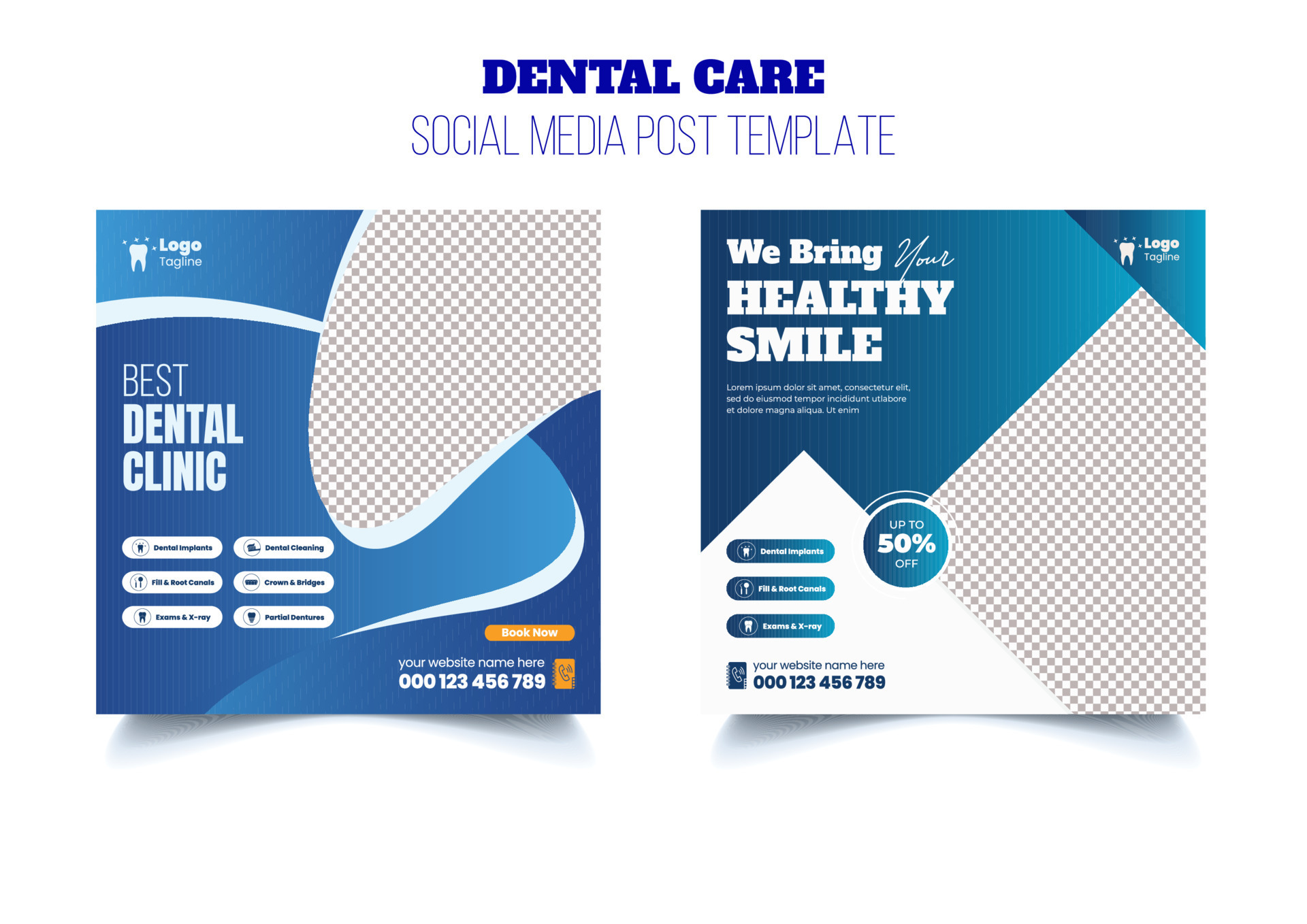 Dental care, medical health care Social media post banner template or