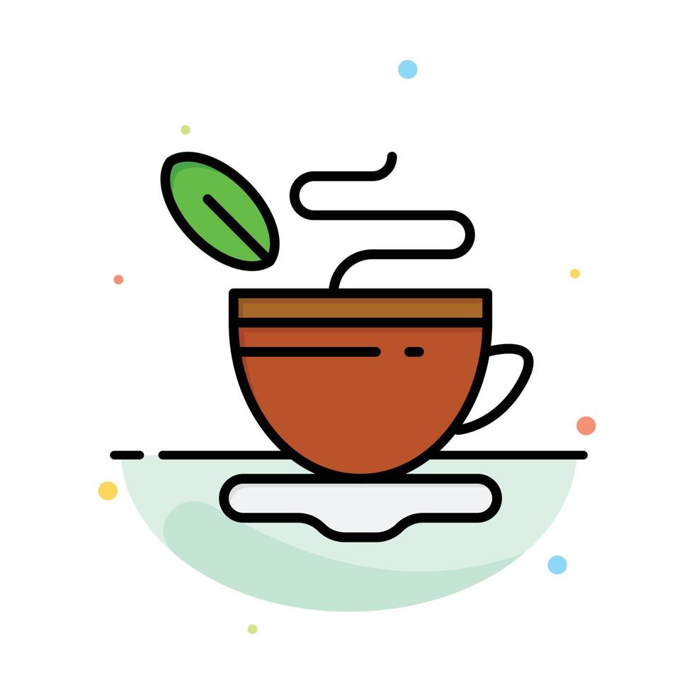 Tea Cup Hot Coffee Abstract Flat Color Icon Template vector