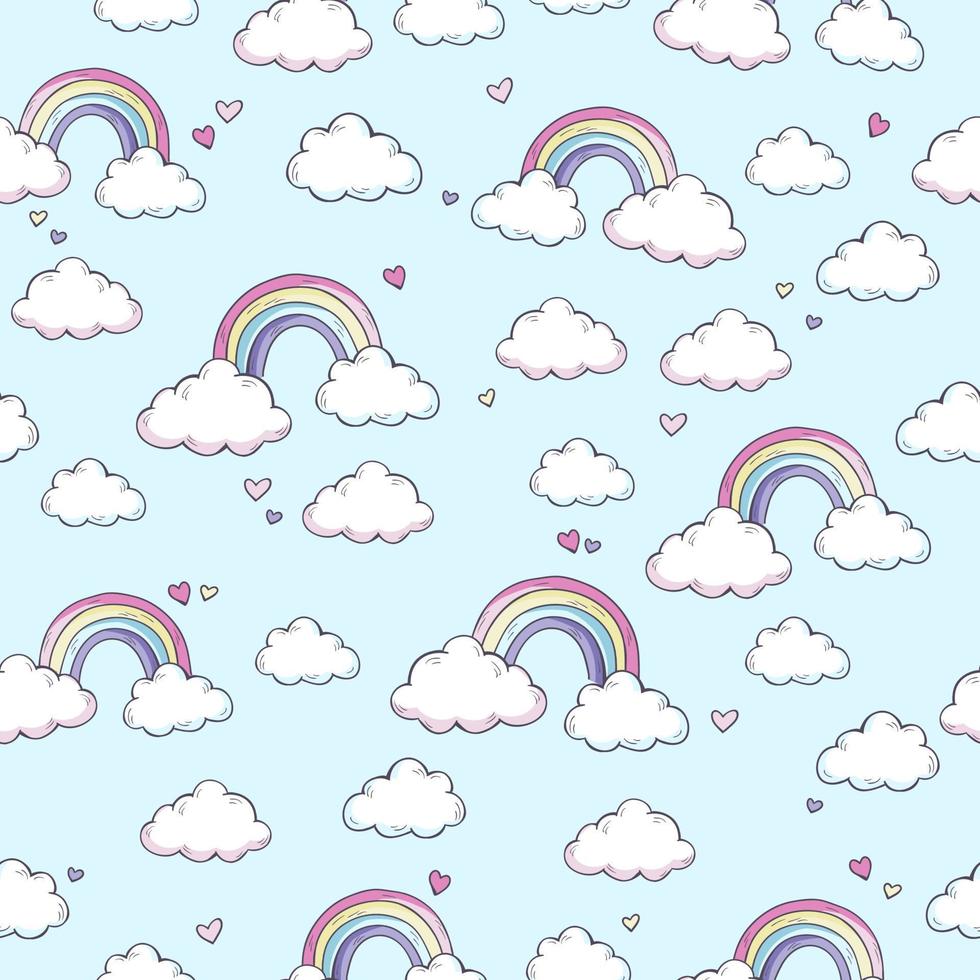 Vector pattern with rainbow.