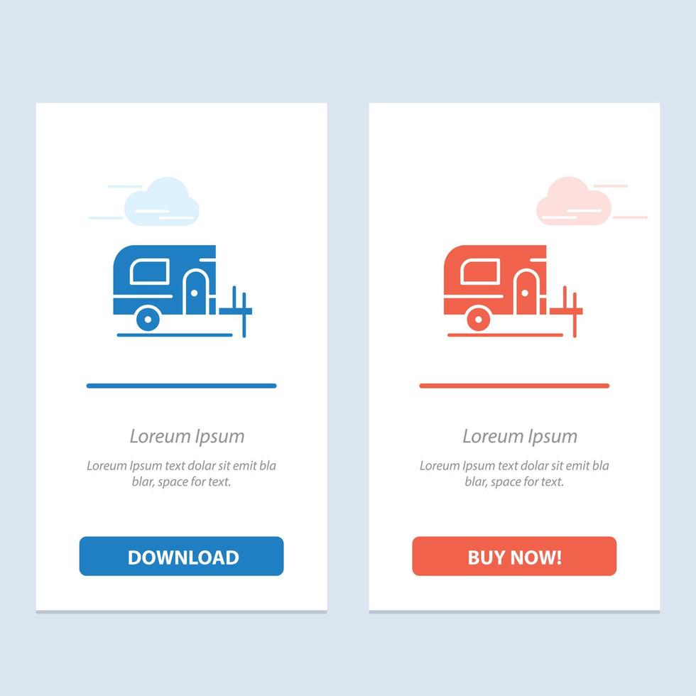 Car Camp Spring  Blue and Red Download and Buy Now web Widget Card Template vector