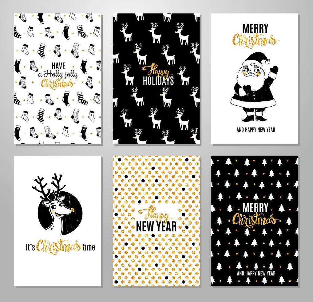 Christmas hand drawn printable cards. vector