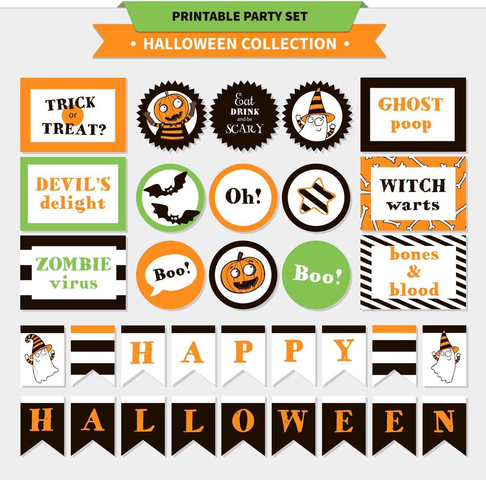 Halloween vector printable set.