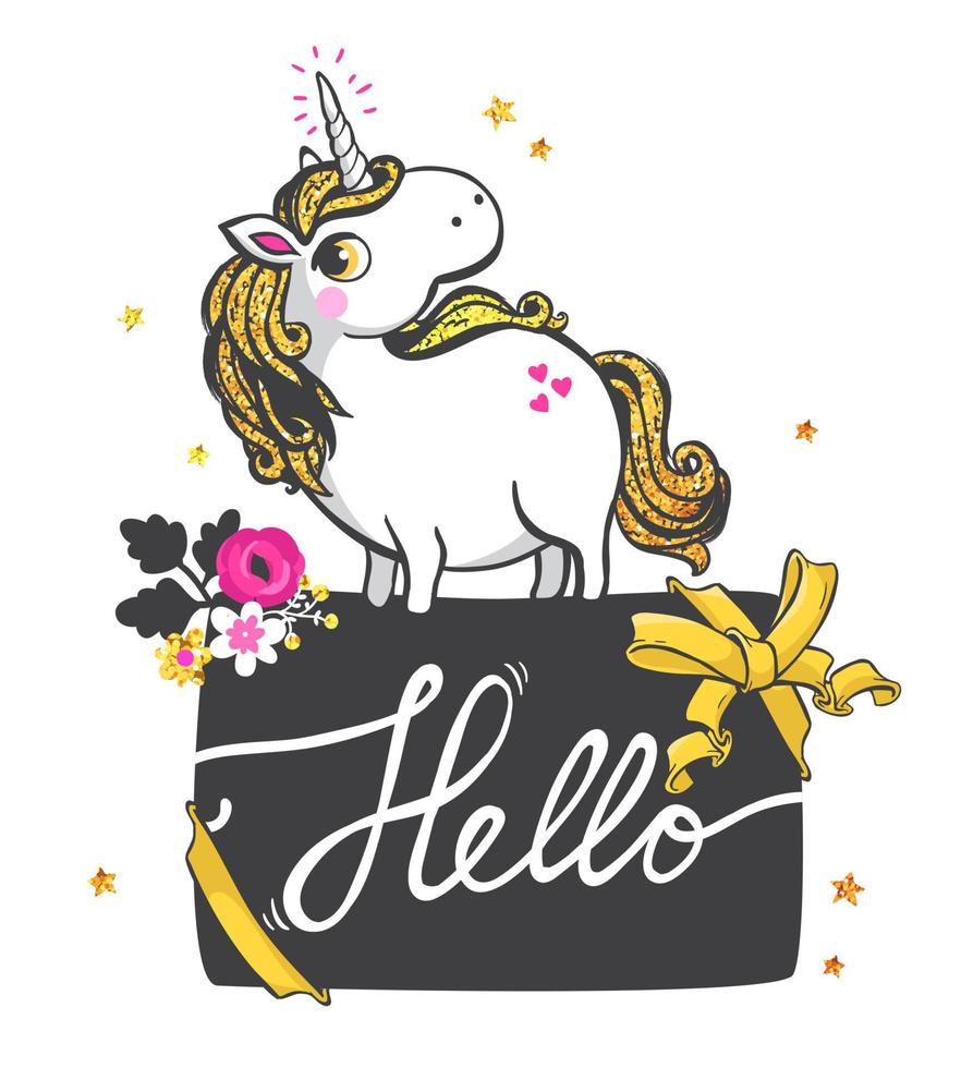 Gold Unicorn Illustration. vector