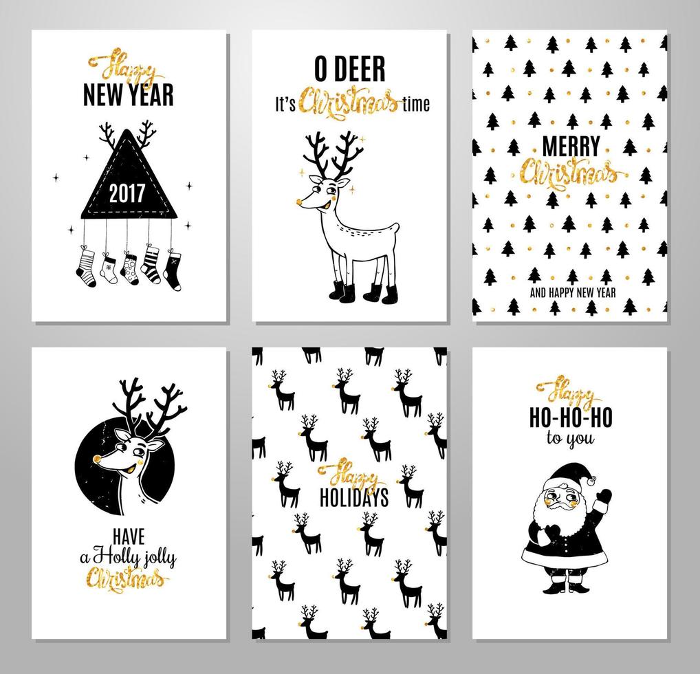 Christmas hand drawn printable cards. vector