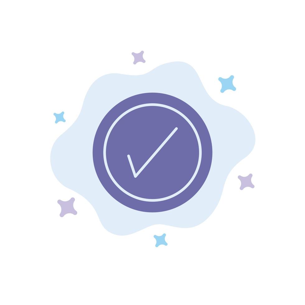 Tick Interface User Blue Icon on Abstract Cloud Background vector