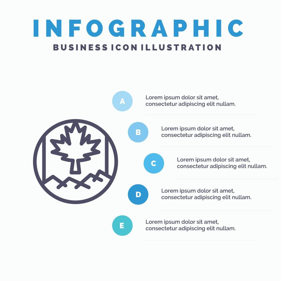 Canada Leaf Flag Line icon with 5 steps presentation infographics Background vector