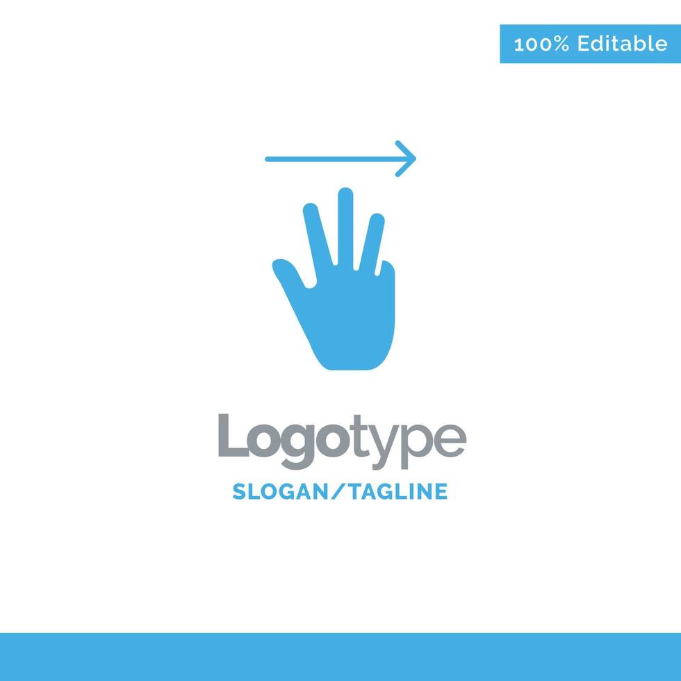 mano mano cursor arriba derecha azul sólido logotipo plantilla lugar para eslogan vector