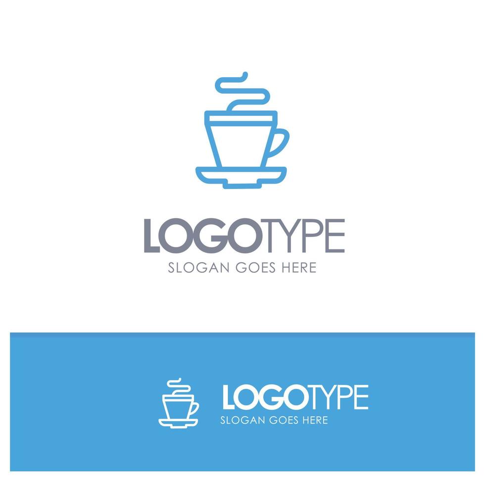 Tea Cup Coffee Indian Blue Outline Logo Place for Tagline vector