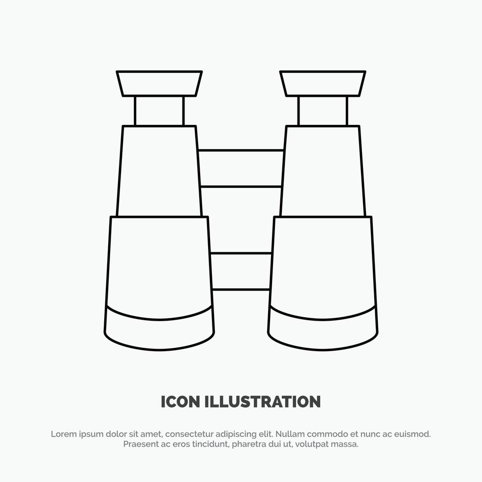 Binoculars Search Watch Line Icon Vector