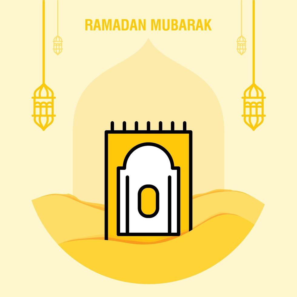 Ramadan kareem greeting template islamic crescent and arabic lantern vector illustration