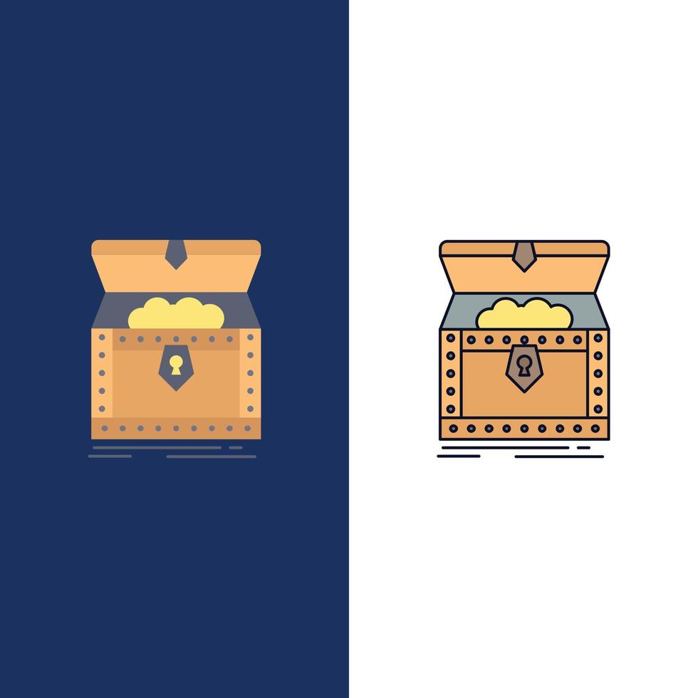 Box chest gold reward treasure Flat Color Icon Vector