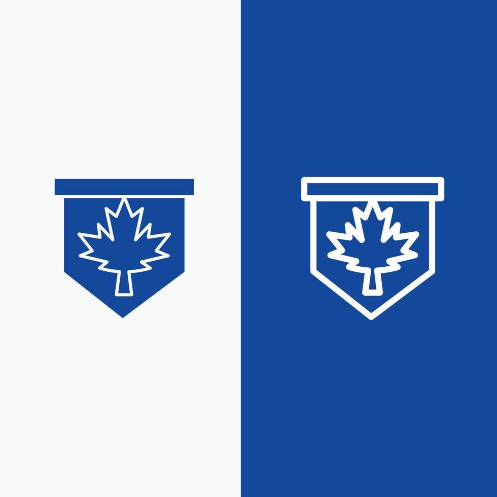 Tag Leaf Canada Sign Line and Glyph Solid icon Blue banner Line and Glyph Solid icon Blue banner vector
